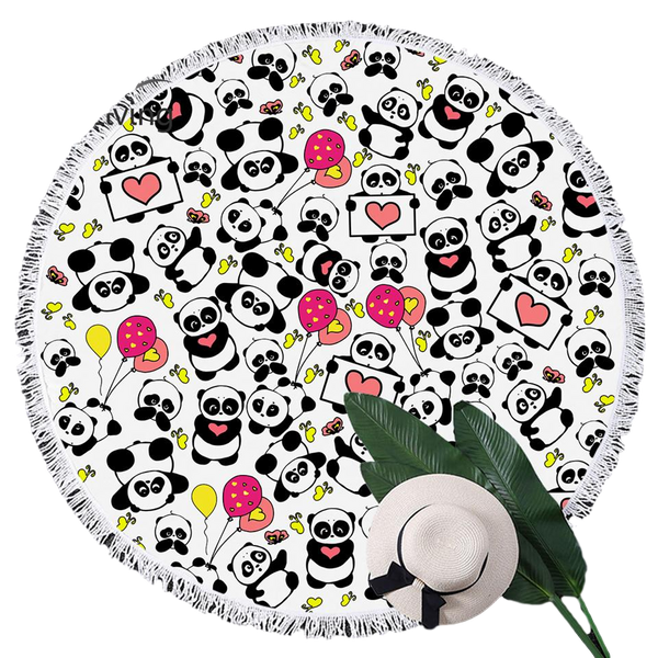 grande serviette de plage ronde panda