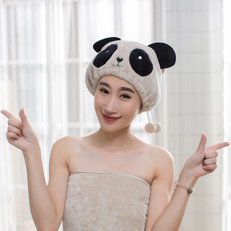 Bonnet Serviette de Bain Panda Blanc
