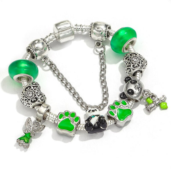 Bracelet Panda motifs Métallique Vert