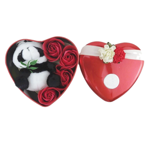 boite rouge panda coeur romantique