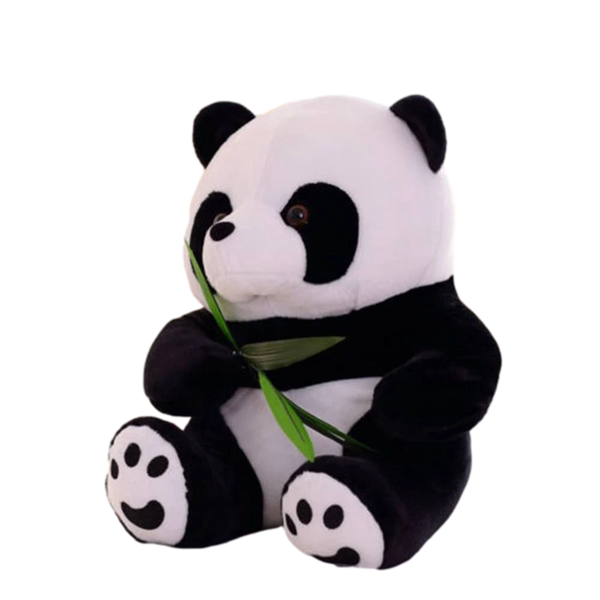 peluche panda tenant un bambou