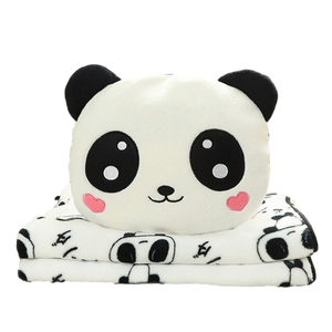 coussin panda rond avec couverture
