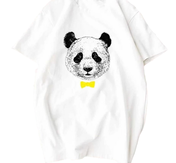 t shirt panda noeud papillon jaune