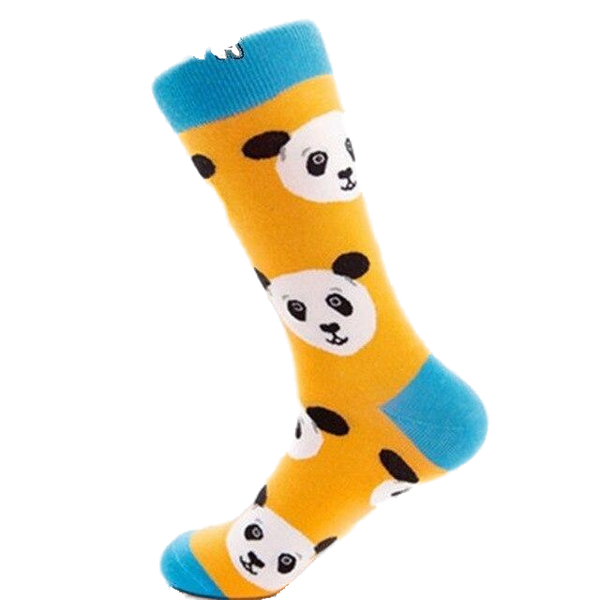 chaussettes panda bleu jaune motifs