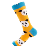 chaussettes panda bleu jaune motifs