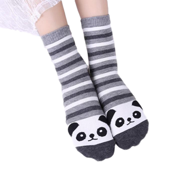 chaussettes panda taille moyenne hiver rayées