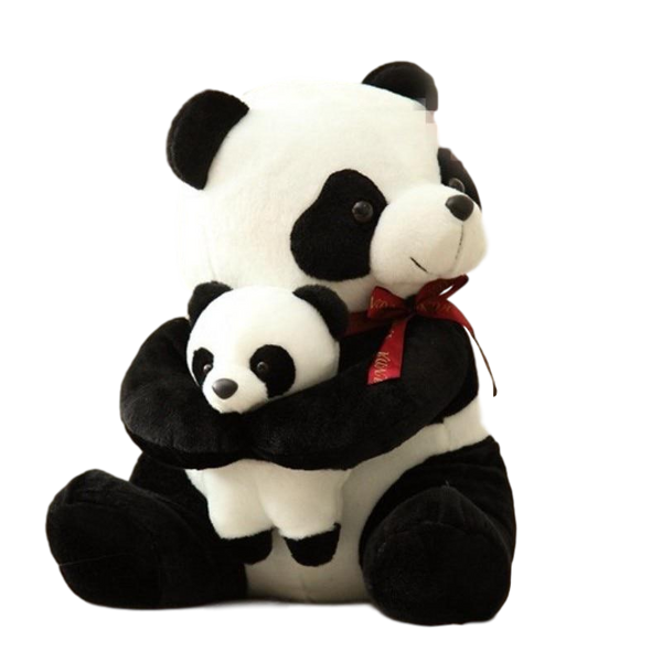nounours panda en peluche tenant un bebe