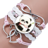 bracelet panda tresse rose