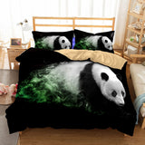 parure de lit panda noire et verte