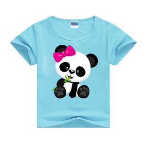 t shirt panda bleu turquoise pour fille