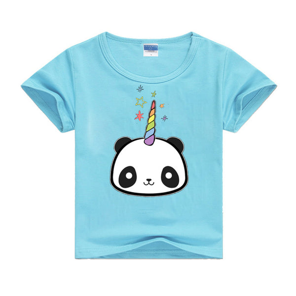 t shirt panda licorne bleu