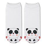 chaussettes ultra courtes panda blanches panda coeur