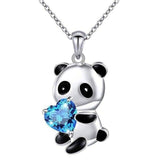 collier panda faux diamant bleu