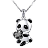 collier motifs panda en acier inoxydable