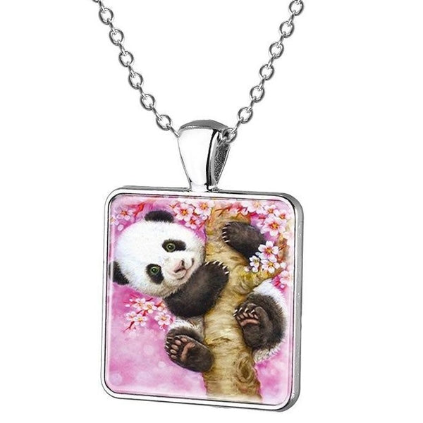 pendentif photo panda arbre fleuri
