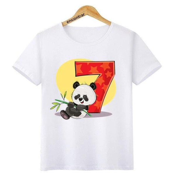 T Shirt Blanc Panda Anniversaire de 7 ans