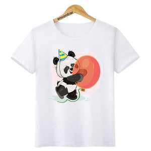 tee shirt panda tenant un ballon orange