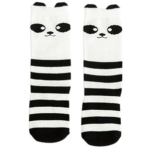 chaussettes panda longues noires rayées